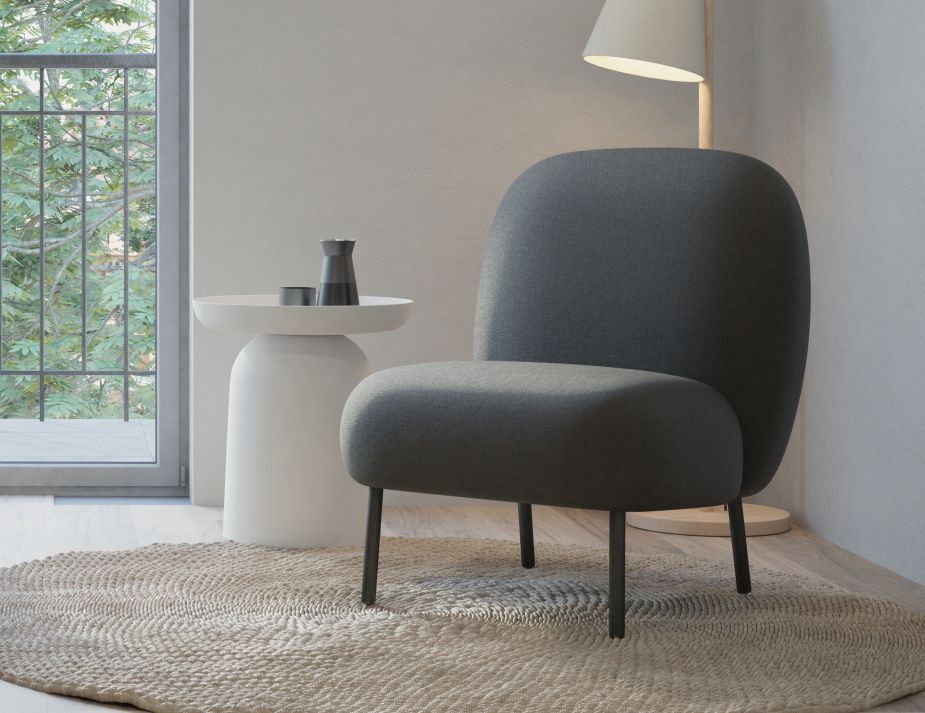 Moulon Lounge Chair - Storm Grey - Matt Black Legs