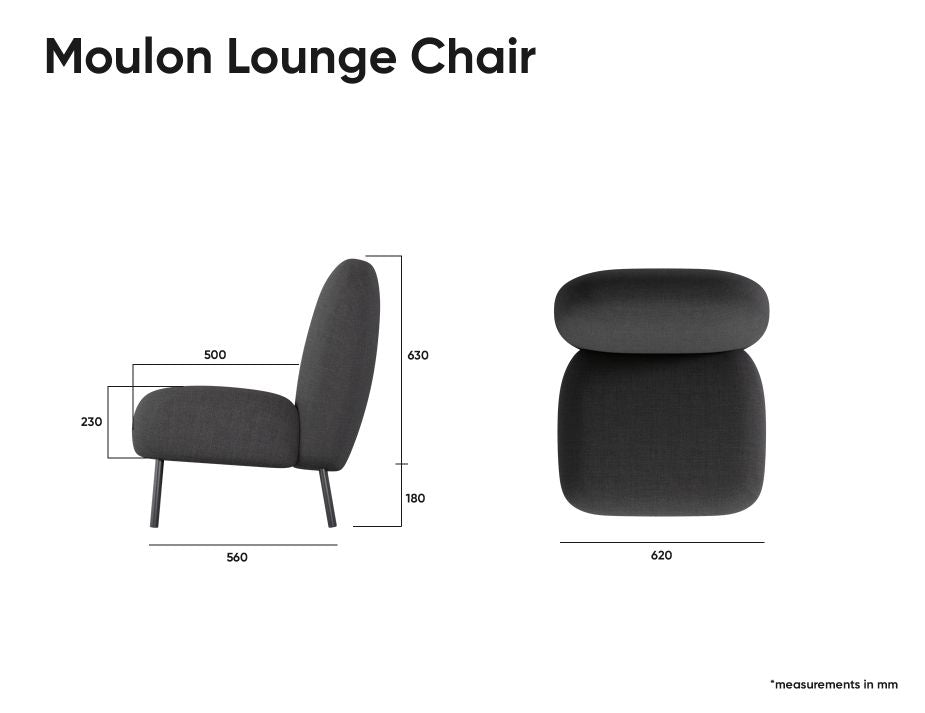 Moulon Lounge Chair - Elephant Boucle - Matt Black Legs