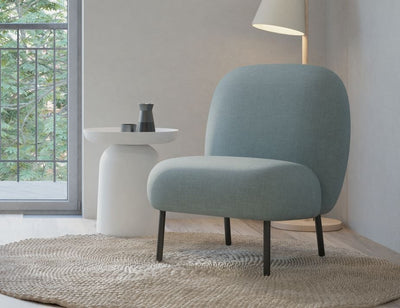 Moulon Lounge Chair - Sky Blue - Brushed Matt Bronze Legs