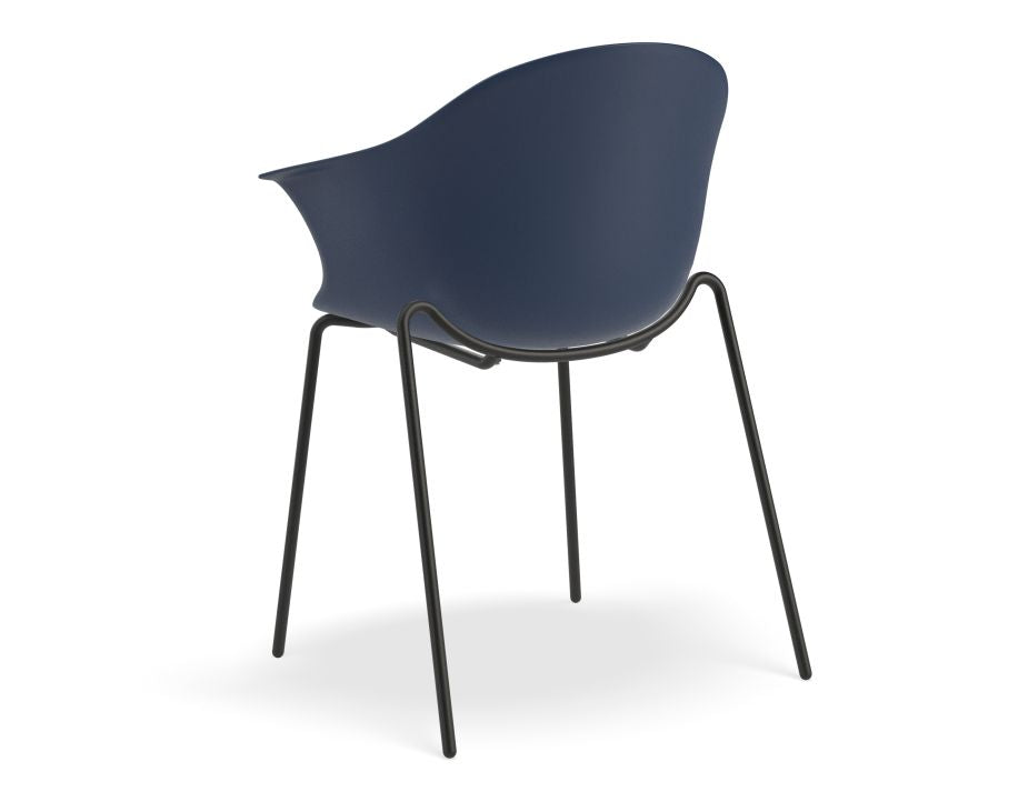 Pebble Armchair Navy Blue with Shell Seat - Natural Beechwood Base