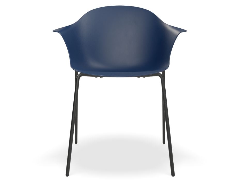 Pebble Armchair Navy Blue with Shell Seat - Sled Base with Black Legs