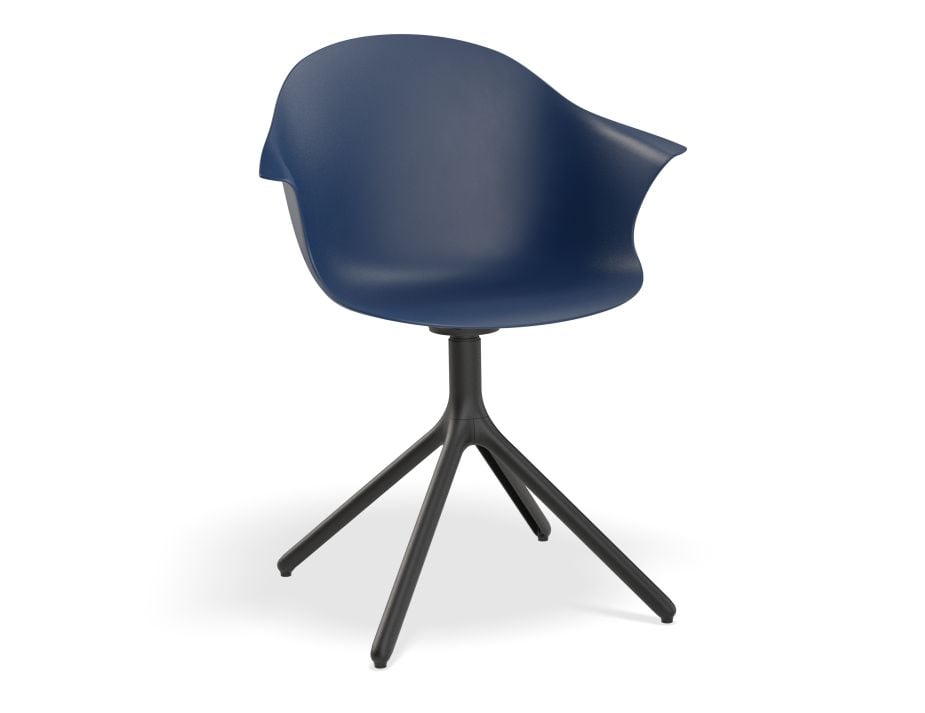 Pebble Armchair Navy Blue with Shell Seat - Natural Beechwood Base