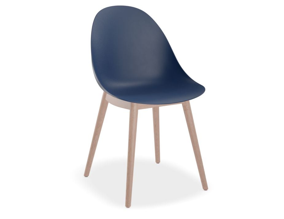 Pebble Chair Navy Blue with Shell Seat - Pyramid Fixed Base with Castors - Black