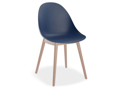 Pebble Chair Navy Blue with Shell Seat - Sled Stackable Base - Black