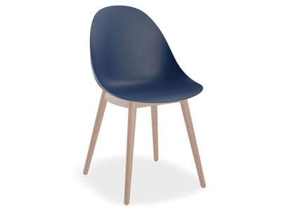 Pebble Chair Navy Blue with Shell Seat - Natural Beechwood Base