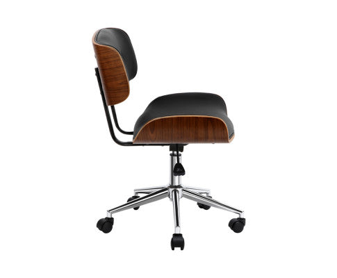 Artiss Wooden Office Chair Fabric Seat Black