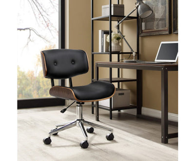 Artiss Wooden Office Chair Fabric Seat Black