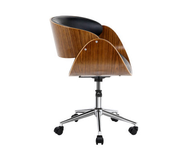 Artiss Wooden Office Chair Leather Seat Black