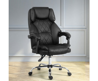 Artiss Executive Office Chair Leather Recliner Black