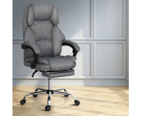 Artiss Executive Office Chair Fabric Footrest Grey