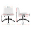 Artiss Criss Cross Chair with Wheels Wide Cross Legged Office Desk Vanity Chair PU Leather, Armless Height Adjustable Swivel Home Office Chair for Home Computer Task, White
