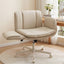 Artiss Cross Legged Office Chair PU Leather Swivel Vanity Chair Wide Seat Adjustable Arms Beige