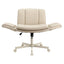 Artiss Cross Legged Office Chair PU Leather Swivel Vanity Chair Wide Seat Adjustable Arms Beige