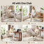 Artiss Cross Legged Office Chair PU Leather Swivel Vanity Chair Wide Seat Adjustable Arms Beige