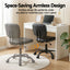 Armless Office Chair with Wheels, Ergonomic PU Leather Office Desk Chair, Height Adjustable 360° Swivel Computer Task Chair for Home Office, Study Room & Small Space, Black
