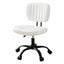 Armless Office Chair with Wheels, Ergonomic PU Leather Office Desk Chair, Height Adjustable 360° Swivel Computer Task Chair for Home Office, Study Room & Small Space, White