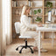 Armless Office Chair with Wheels, Ergonomic PU Leather Office Desk Chair, Height Adjustable 360° Swivel Computer Task Chair for Home Office, Study Room & Small Space, White
