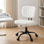 Armless Office Chair with Wheels, Ergonomic PU Leather Office Desk Chair, Height Adjustable 360° Swivel Computer Task Chair for Home Office, Study Room & Small Space, White