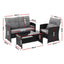 Gardeon 4-Piece Outdoor Sofa Set Coffee Table Chair Rattan Furniture Black