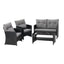 Gardeon 4-Piece Outdoor Sofa Set Coffee Table Chair Rattan Furniture Black