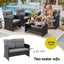 Gardeon 4-Piece Outdoor Sofa Set Coffee Table Chair Rattan Furniture Black