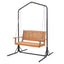 Gardeon Wooden 2-Seater Outdoor Swing Chair with Black Stand Hanging Chair Patio Furniture