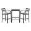 Gardeon 3Pcs Outdoor Bar Set Stools Dining Chairs Table Patio Aluminium Bistro Set Black