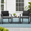Gardeon 3PC Outdoor Bistro Set Patio Furniture Wicker Dining Chairs Table Cushion Black