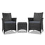 Gardeon 3PC Outdoor Bistro Set Patio Furniture Wicker Chairs Table Cushion All Black