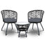 Gardeon 3PC Bistro Set Outdoor Furniture Rattan Table Chairs Patio Garden Cushion Black