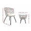 Gardeon 3PC Bistro Set Outdoor Furniture Rattan Table Chairs Patio Garden Cushion Grey