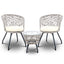 Gardeon 3PC Bistro Set Outdoor Furniture Rattan Table Chairs Patio Garden Cushion Grey