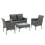 Gardeon 4-Piece Outdoor Sofa Set Rattan Furniture with Two Pillows Grey