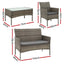 Gardeon 4-Piece Outdoor Sofa Set with Two Pillows Rattan Furniture Grey