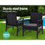 Gardeon 3PC Bistro Set Outdoor Furniture Rattan Table Chairs Cushion Patio Garden Lyra
