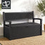Gardeon Outdoor Storage Box Bench 254L Resin Armset Backrest Lockable Black
