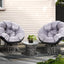 Gardeon Outdoor Lounge Setting Papasan Chairs Table Patio Furniture Wicker Grey