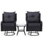 Gardeon 3PC Outdoor Furniture Bistro Set Lounge Wicker Swivel Chairs Table Cushion Brown