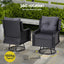 Gardeon 3PC Outdoor Furniture Bistro Set Lounge Wicker Swivel Chairs Table Cushion Brown