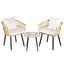 Gardeon 3PC Outdoor Bistro Set Patio Furniture Lounge Setting Table and Chairs Natural