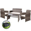 Gardeon 4 PCS Outdoor Lounge Setting Wicker Sofa Set Grey Storage Cover