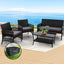 Gardeon 4PCS Outdoor Lounge Setting Sofa Set Patio Wicker Furniture Black Cover
