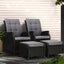 Gardeon Set of 2 Recliner Chairs Sun lounge Outdoor Setting Patio Furniture Wicker Sofa