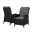 Gardeon 2PC Recliner Chair Sun lounge Wicker Lounger Outdoor Furniture Adjustable Black