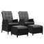 Gardeon 2PC Recliner Chair Sun lounge Wicker Lounger Outdoor Furniture Adjustable Black