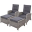 Gardeon 2PC Recliner Chairs Sun lounge Wicker Lounger Outdoor Furniture Adjustable Grey