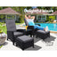 Gardeon 5PC Recliner Chairs Table Sun lounge Wicker Outdoor Furniture Adjustable Black