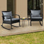 Gardeon 3PC Rocking Chair Table Wicker Outdoor Furniture Patio Bistro Set Black