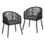 Gardeon 2PC Outdoor Dining Chairs Wicker Chair Patio Furniture Garden Steel Black