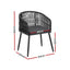 Gardeon 2PC Outdoor Dining Chairs Wicker Chair Patio Furniture Garden Steel Black
